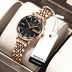 POEDAGAR 312 Women's Stainless Steel Quartz Watch – Waterproof Fashion Timepiece with Date Window Black