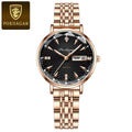 POEDAGAR 312 Women's Stainless Steel Quartz Watch – Waterproof Fashion Timepiece with Date Window Black