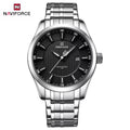 NAVIFORCE 8032 Men’s Stainless Steel Watch – Original Quartz Business Wristwatch - Black and SIlver