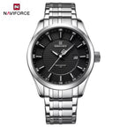 NAVIFORCE 8032 Men’s Stainless Steel Watch – Original Quartz Business Wristwatch - Black and SIlver