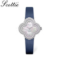 Scottie 9686 Women’s Watch – Waterproof Quartz with Diamond Accents & Leather Strap Blue