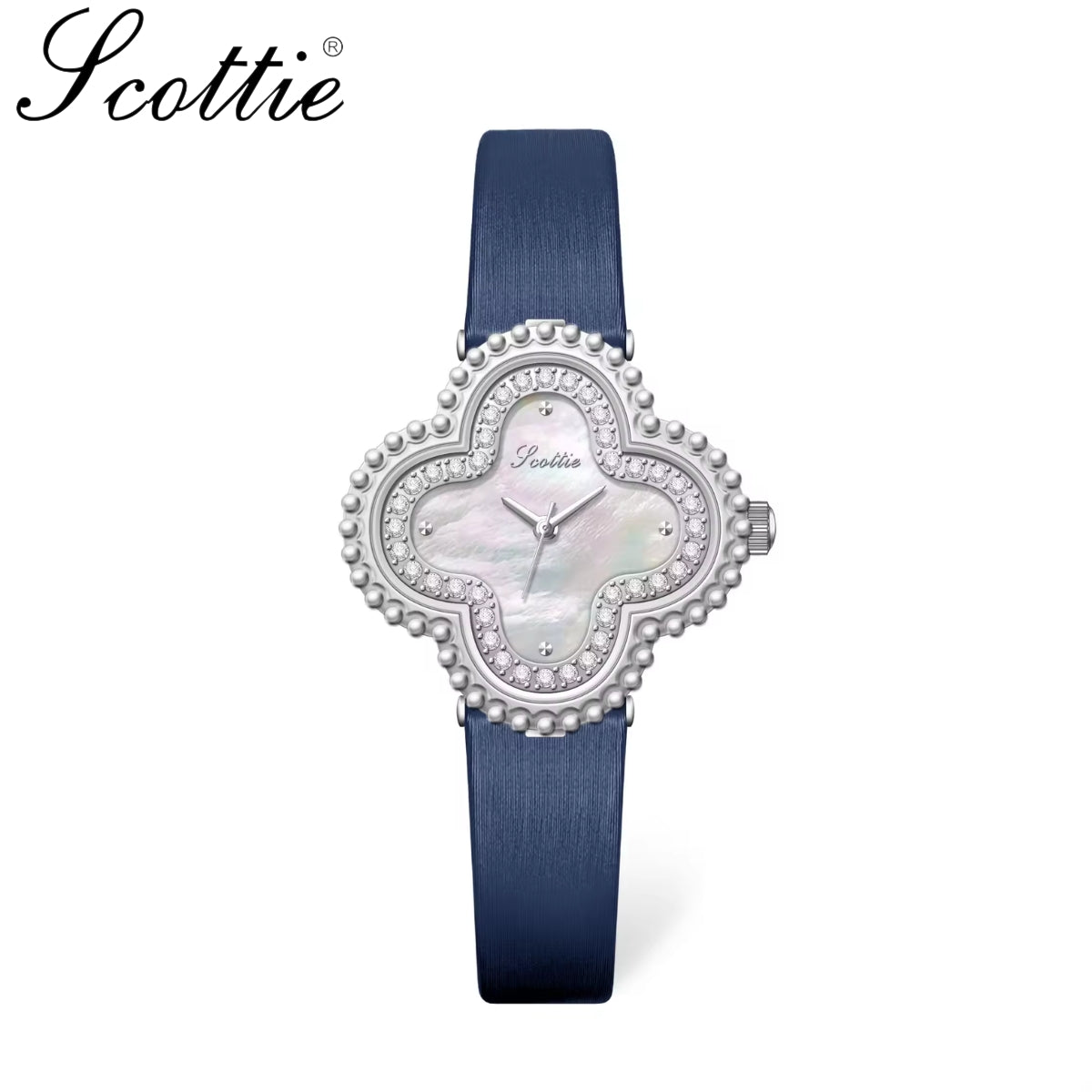 Scottie 9686 Women’s Watch – Waterproof Quartz with Diamond Accents & Leather Strap Blue