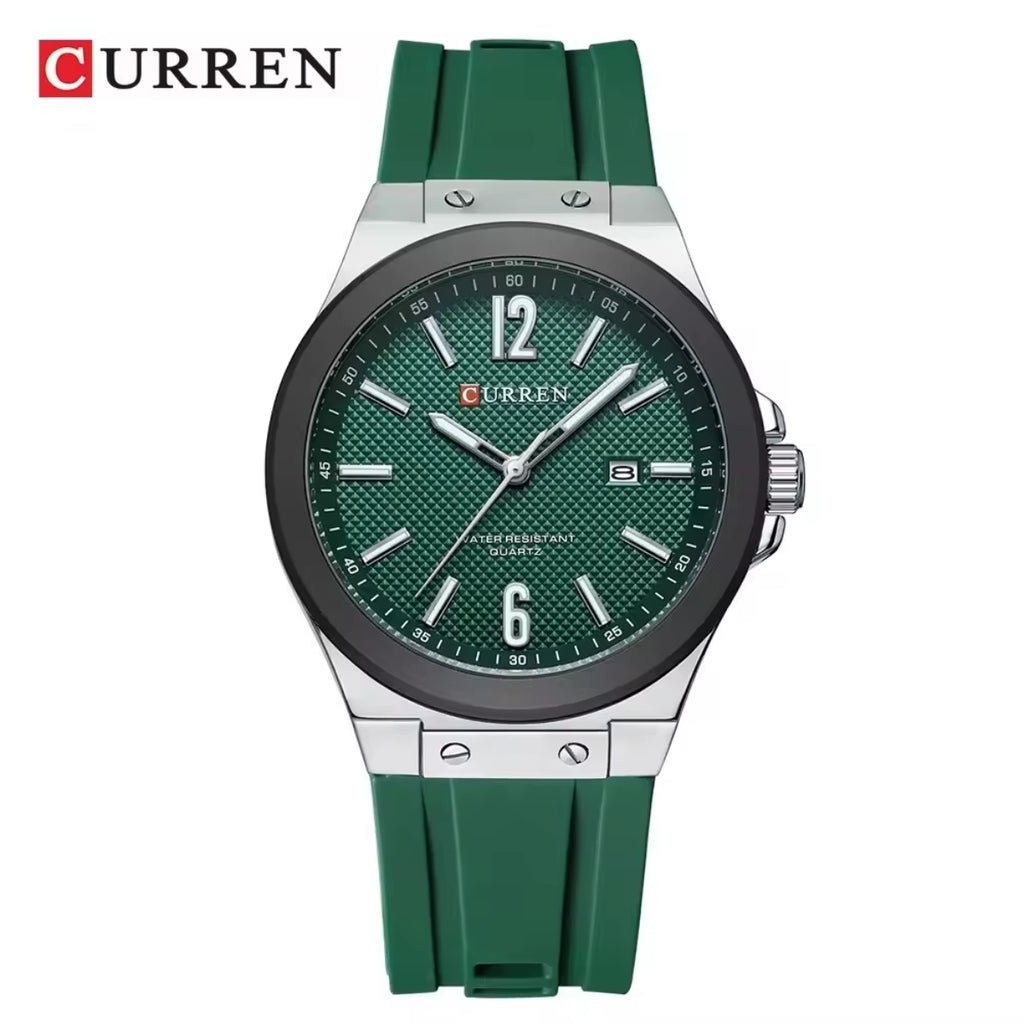 CURREN 8467 Men Watch Waterproof Quartz Silicone Strap Green