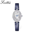 Scottie 9780 Women’s High-End Oval Watch – Elegant Leather Quartz Wristwatch for - Blue
