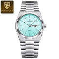 Poedagar 821 Men's Luxury Fashion Watch – Waterproof Luminous Quartz Wristwatch with Stainless Steel Band Light Blue