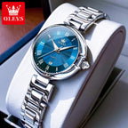 OLEVS 5608 Women’s Luxury Watch – Waterproof Stainless Steel Quartz Wristwatch for Ladies Blue