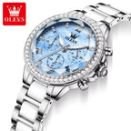 OLEVS 9999 Women’s Fashion Watch – Waterproof Quartz with Elegant Design Blue and Silver