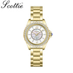 Scottie 9677 Women’s Gold Stainless Steel Watch – Waterproof Quartz Sport Wristwatch Gold