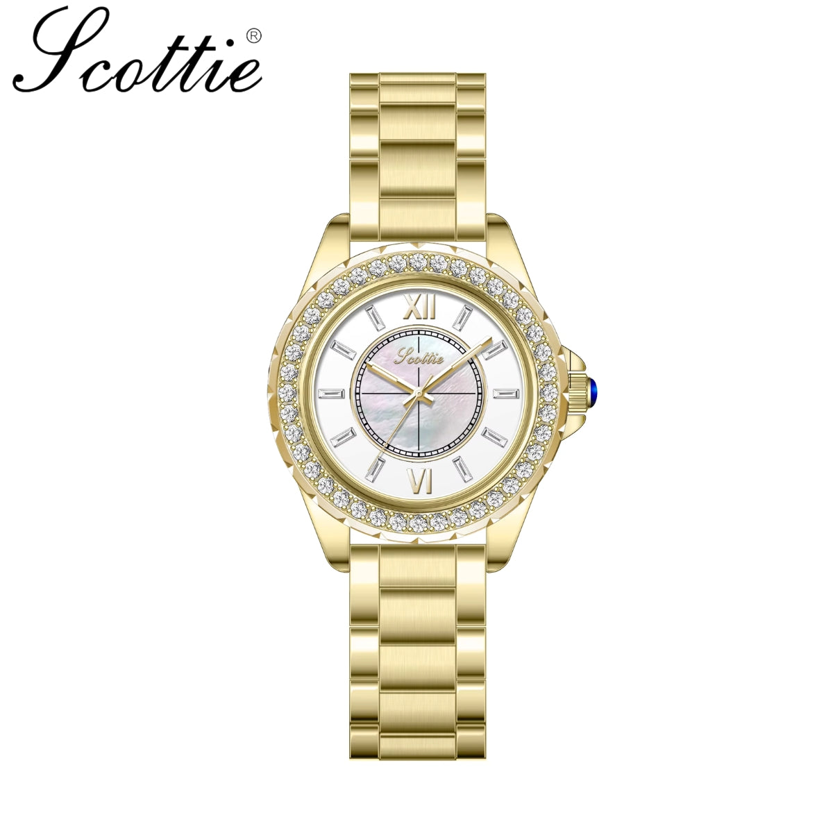 Scottie 9677 Women’s Gold Stainless Steel Watch – Waterproof Quartz Sport Wristwatch Gold