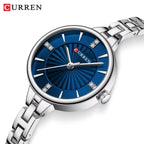 CURREN 9097 Women’s Luxury Fashion Watch – High-Quality Stainless Steel Quartz Wristwatch (3ATM Waterproof) Silver and Blue