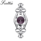 Scottie 9737 Women’s Luxury Watch – New Shape Alloy Wristwatch with Buckle Clasp Purple
