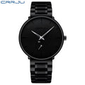 CRRJU 2150 Luxury Quartz Watch – Premium Stainless Steel Band, Casual Black Wristwatch for Men Black Silver