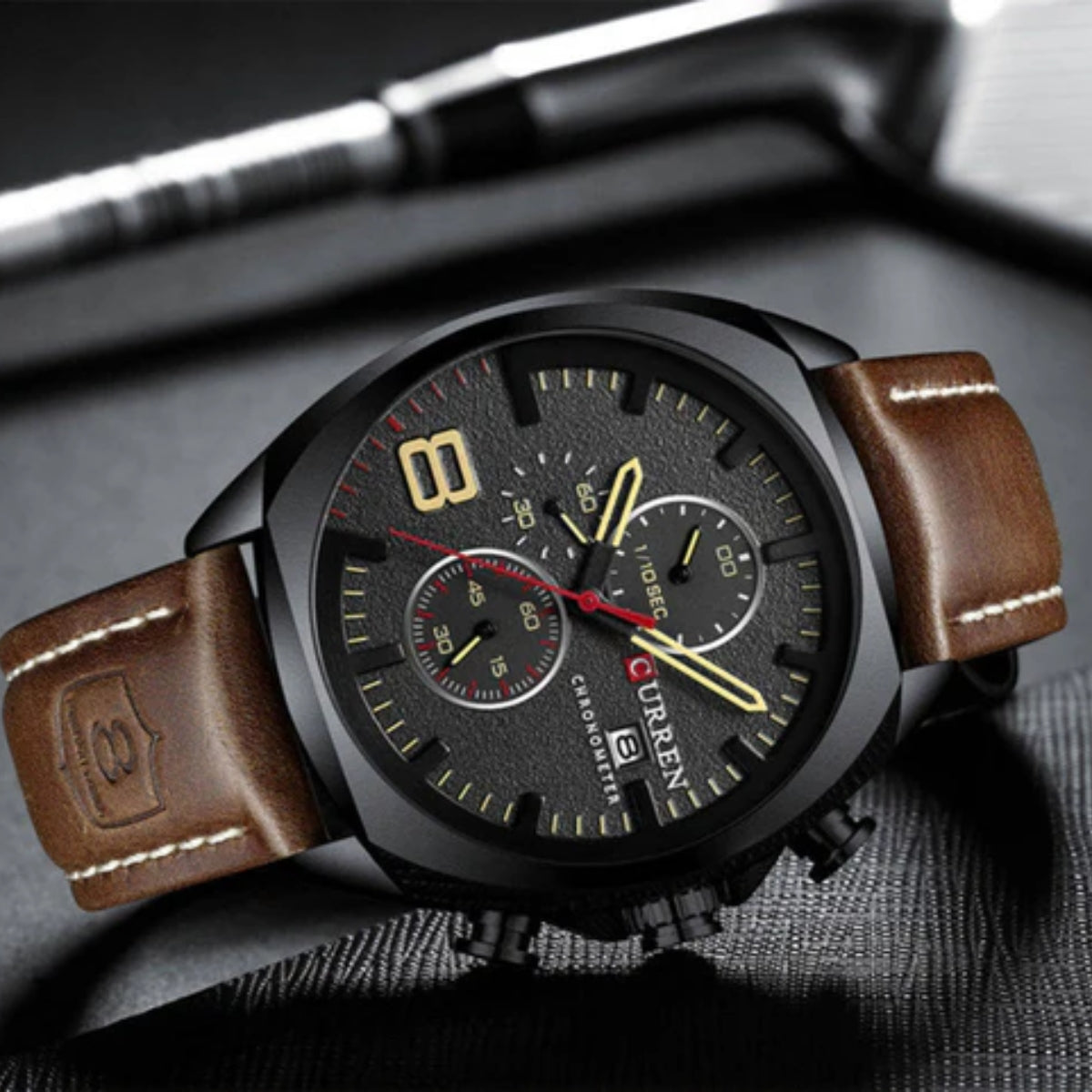 CURREN 8324 Luxury Sport Watch – Waterproof Quartz Chronograph with Date Display Brown