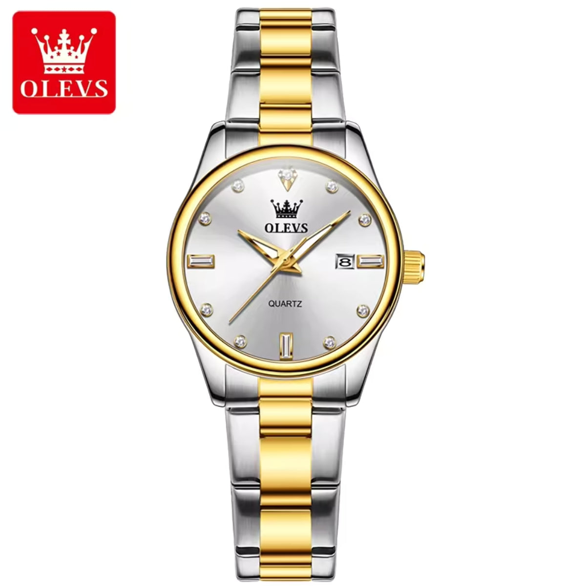 OLEVS 3621 Women’s Classic Watch – Stainless Steel Waterproof Quartz  Golden White