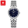 OLEVS 3641 Women’s Starry Sky Watch – Luxury Stainless Steel Waterproof Quartz with Luminous Dial - Silver and Blue