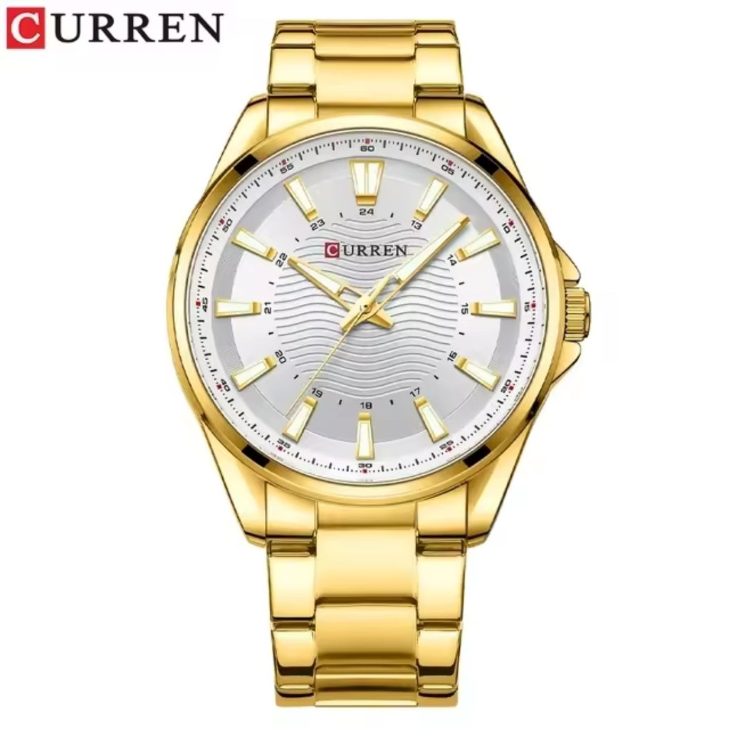 CURREN 8424 White Men's Stainless Steel Quartz Wristwatch