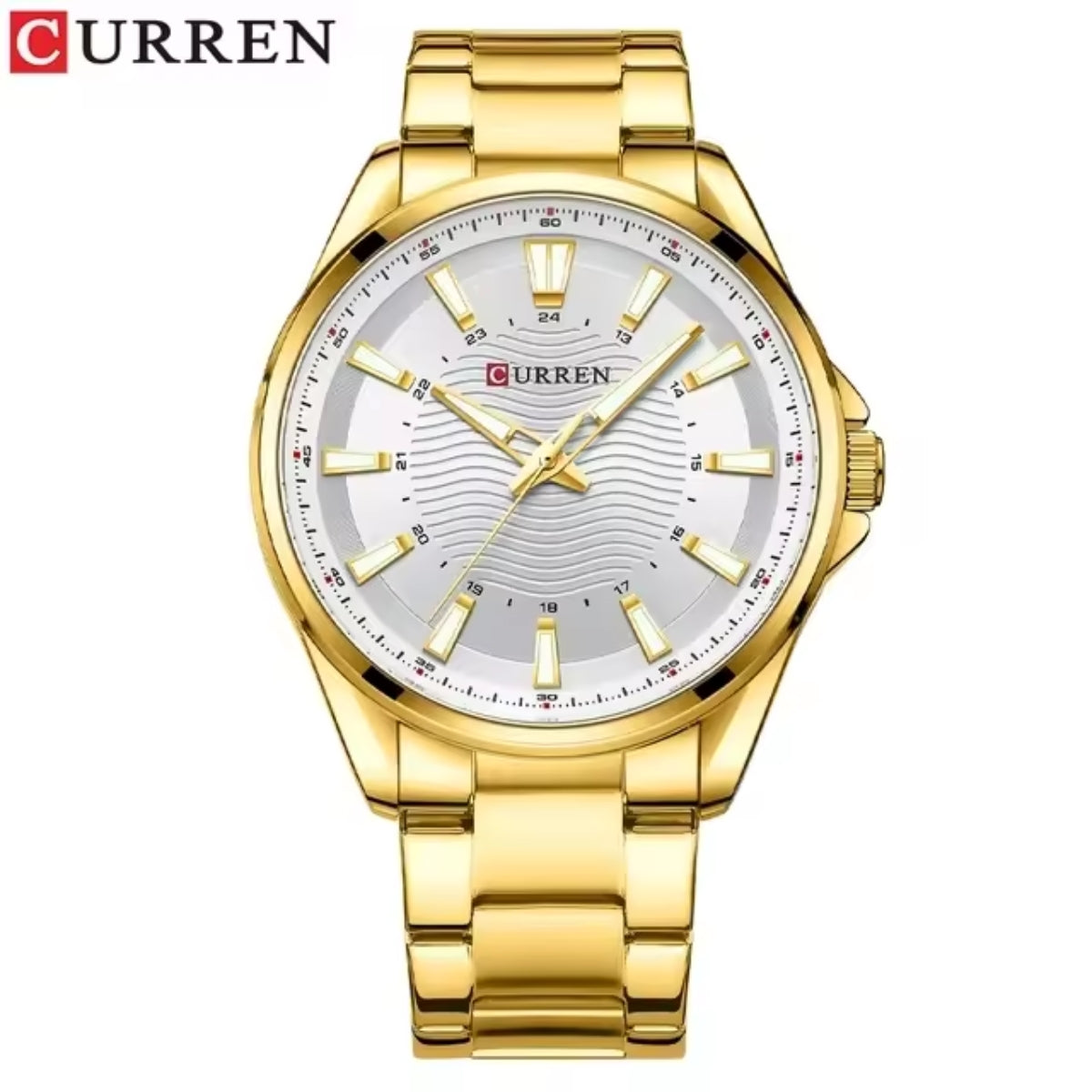 CURREN 8424 White Men's Stainless Steel Quartz Wristwatch