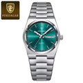 POEDAGAR 786 Luxury Women’s Stainless Steel Bracelet Watch – Waterproof Quartz Wristwatch with Luminous Hands Green