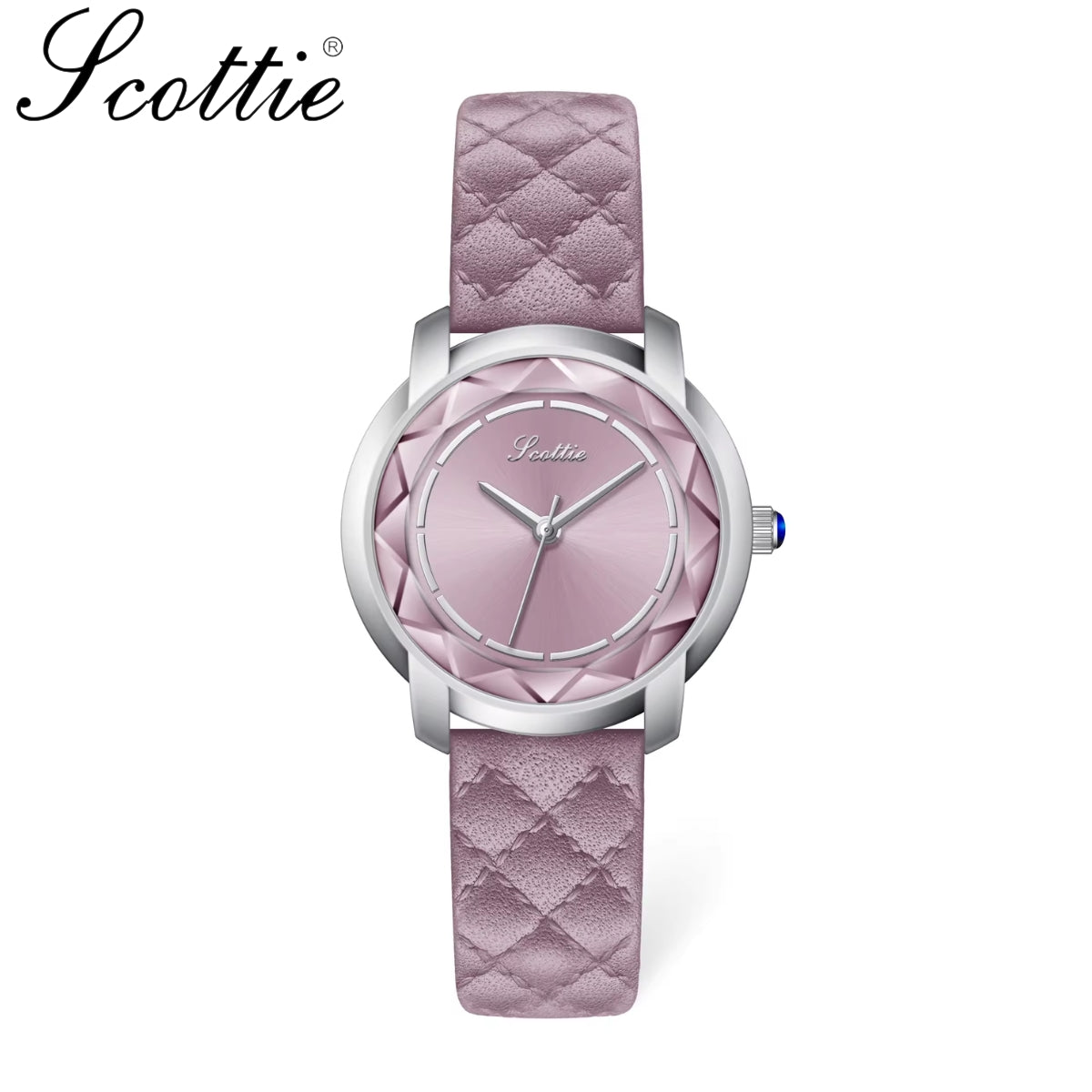 Scottie 9728 Women’s Luxury Square Watch – Waterproof Quartz Wristwatch with Leather Band Purple