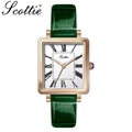 Scottie 9164 Women’s Luxury Fashion Watch – Waterproof Quartz Jewelry Wristwatch with Leather Band Dark Green