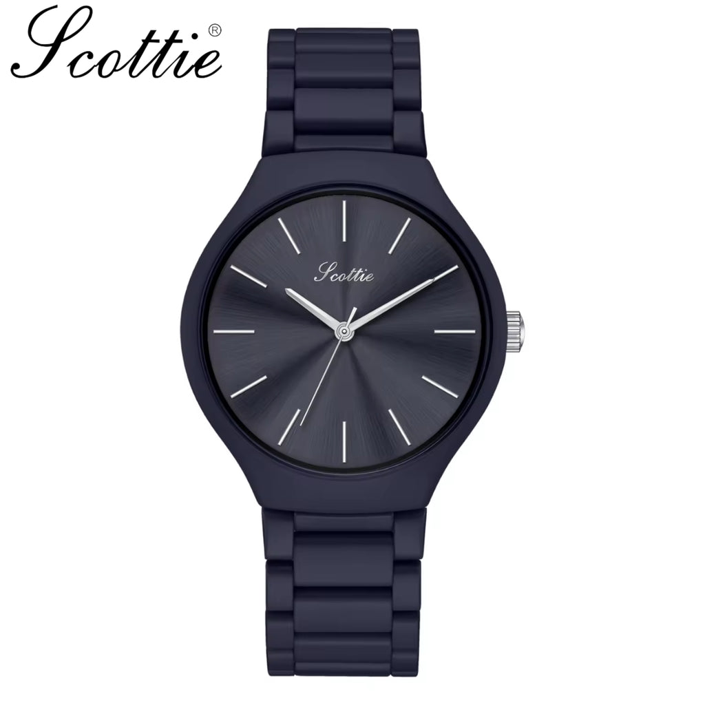 Scottie 9729 Women’s Simple Luxury Watch – Waterproof Stainless Steel Quartz with Blue Dial