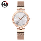HANNAH MARTIN 1571 Women’s Fashion Watch – Unique Simple Design with Japanese Quartz & Stainless Steel Rose Gold and White