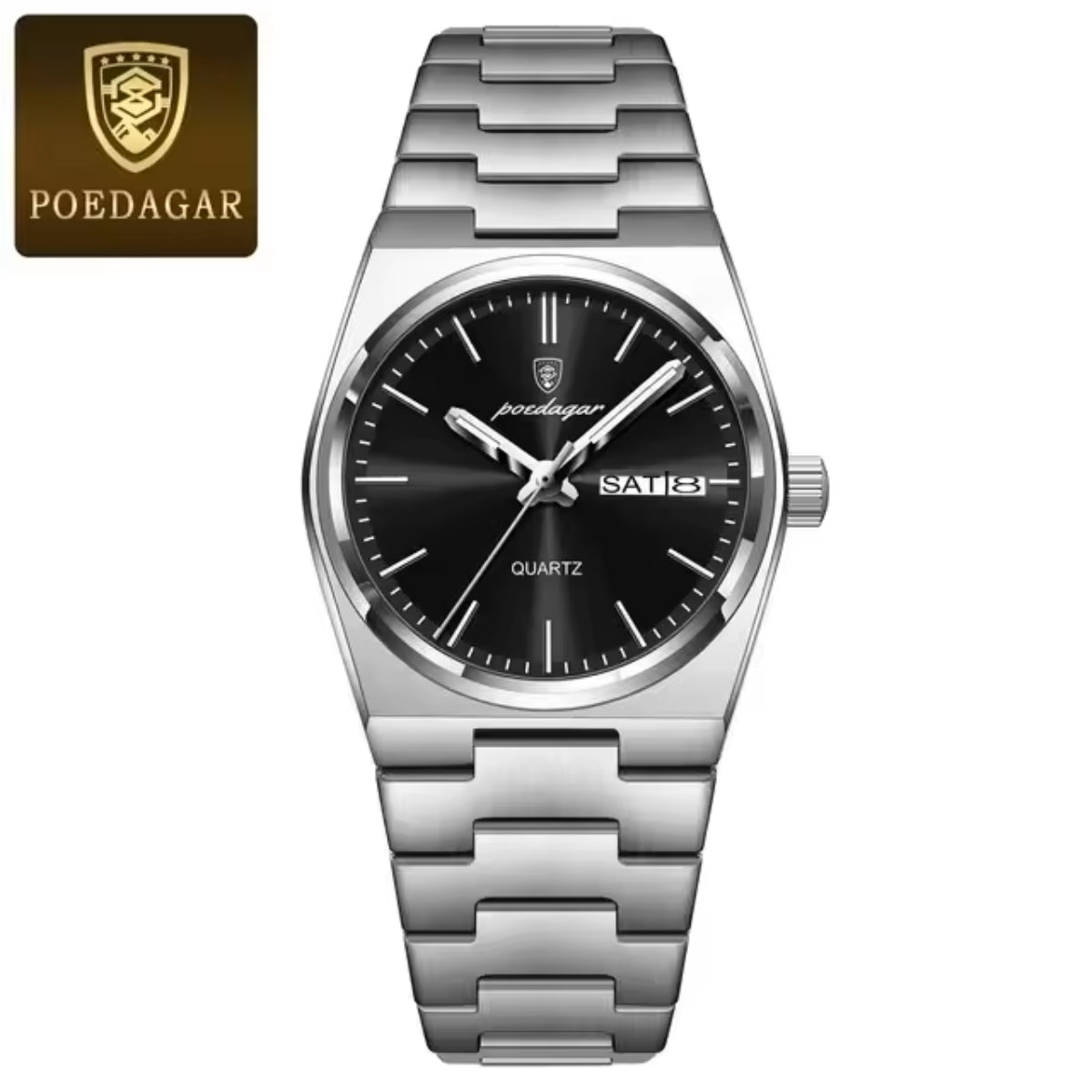 POEDAGAR 786 Luxury Women’s Stainless Steel Bracelet Watch – Waterproof Quartz Wristwatch with Luminous Hands Black