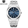 BENYAR 5156 Men's Luxury integrated-Bracelet "Royal Oak" Inspired Design - Silver and Blue Watch