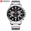 Curren 8363 Men's Watch Multifunctional Waterproof Chronograph Quartz Silver and Black