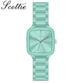 Scottie 9718 Women’s Luxury Square Watch – Stainless Steel Quartz with Green Color