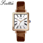 Scottie 9164 Women’s Luxury Fashion Watch – Waterproof Quartz Jewelry Wristwatch with Leather Band Brown