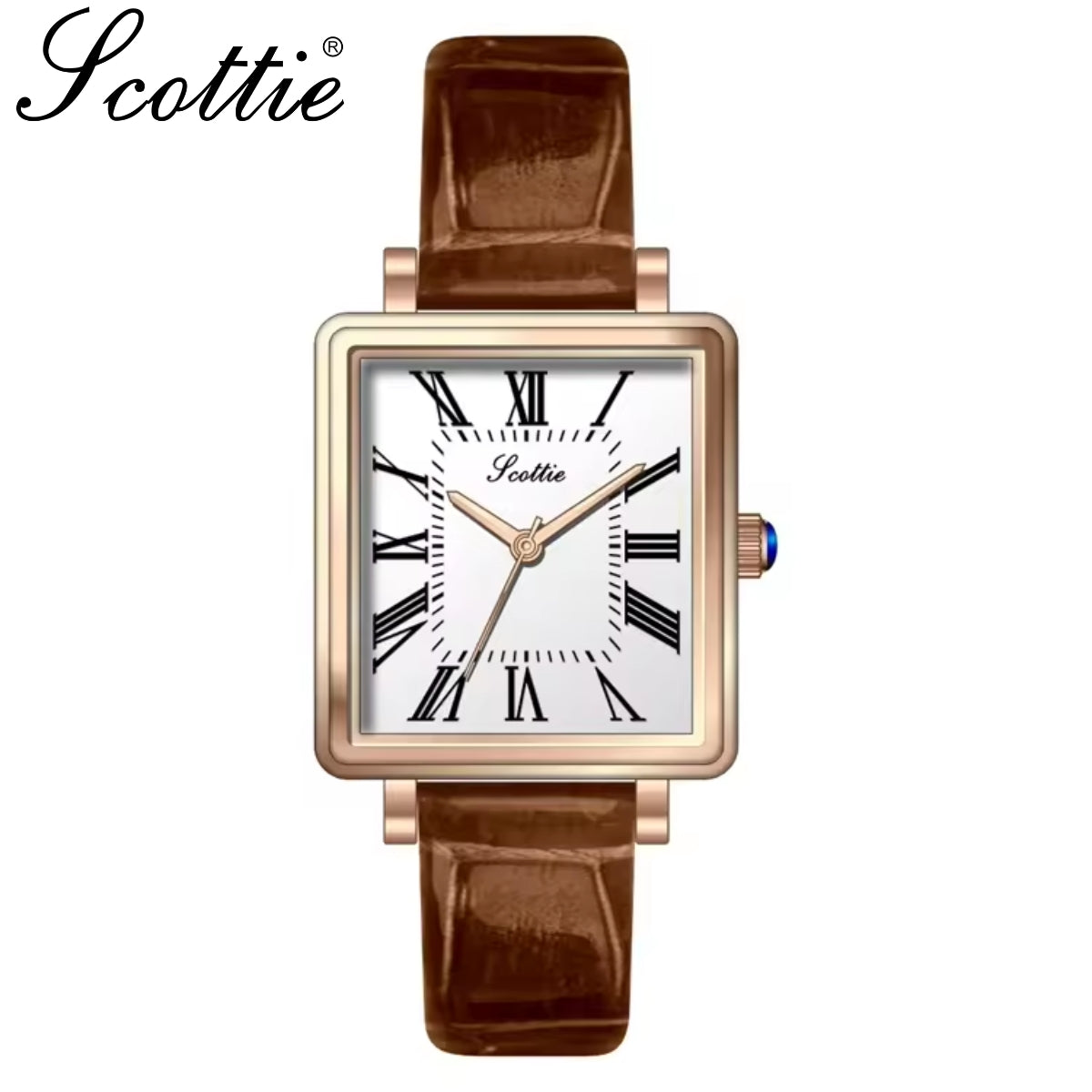 Scottie 9164 Women’s Luxury Fashion Watch – Waterproof Quartz Jewelry Wristwatch with Leather Band Brown