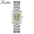 Scottie 9655 Women’s Classic Square Gold Watch – Luxury Stainless Steel Quartz Wristwatch  Green