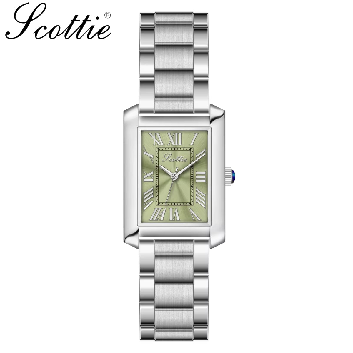 Scottie 9655 Women’s Classic Square Gold Watch – Luxury Stainless Steel Quartz Wristwatch  Green