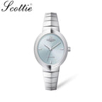 Scottie 9782 Women’s Snakebone Bracelet Watch – New Luxury Fashion Wristwatch  Silver and Blue