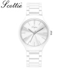 Scottie 9729 Women’s Simple Luxury Watch – Waterproof Stainless Steel Quartz with White Dial