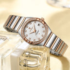 POEDAGAR 302 Luxury Women’s Stainless Steel Wristwatch – Waterproof Quartz Watch with Luminous Hands and Date Display White