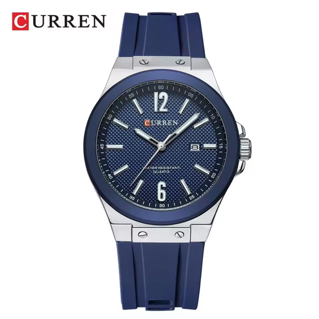CURREN 8467 Men Watch Waterproof Quartz Silicone Strap Blue