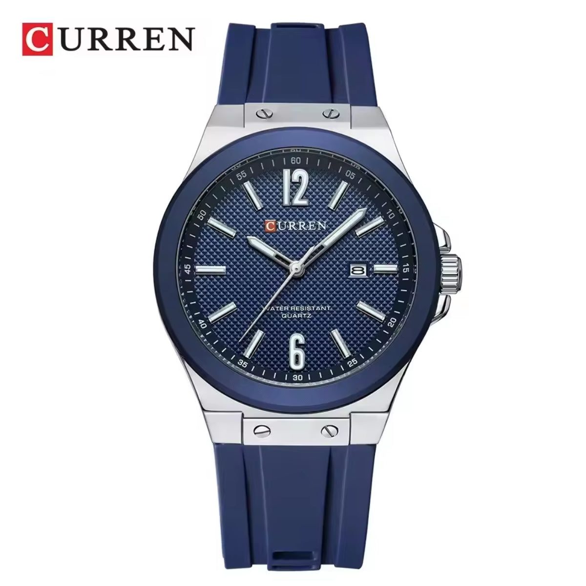 CURREN 8467 Men Watch Waterproof Quartz Silicone Strap Blue