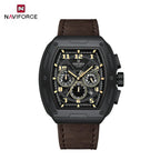 NAVIFORCE 8053 Men's Watch – Waterproof Sport Chronograph with Luxury Leather Band Coffee