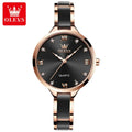OLEVS 5872 Women’s Ceramic & Steel Watch – Quartz Wristwatch for Ladies Black