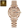 POEDAGAR 312 Women's Stainless Steel Quartz Watch – Waterproof Fashion Timepiece with Date Window Gold