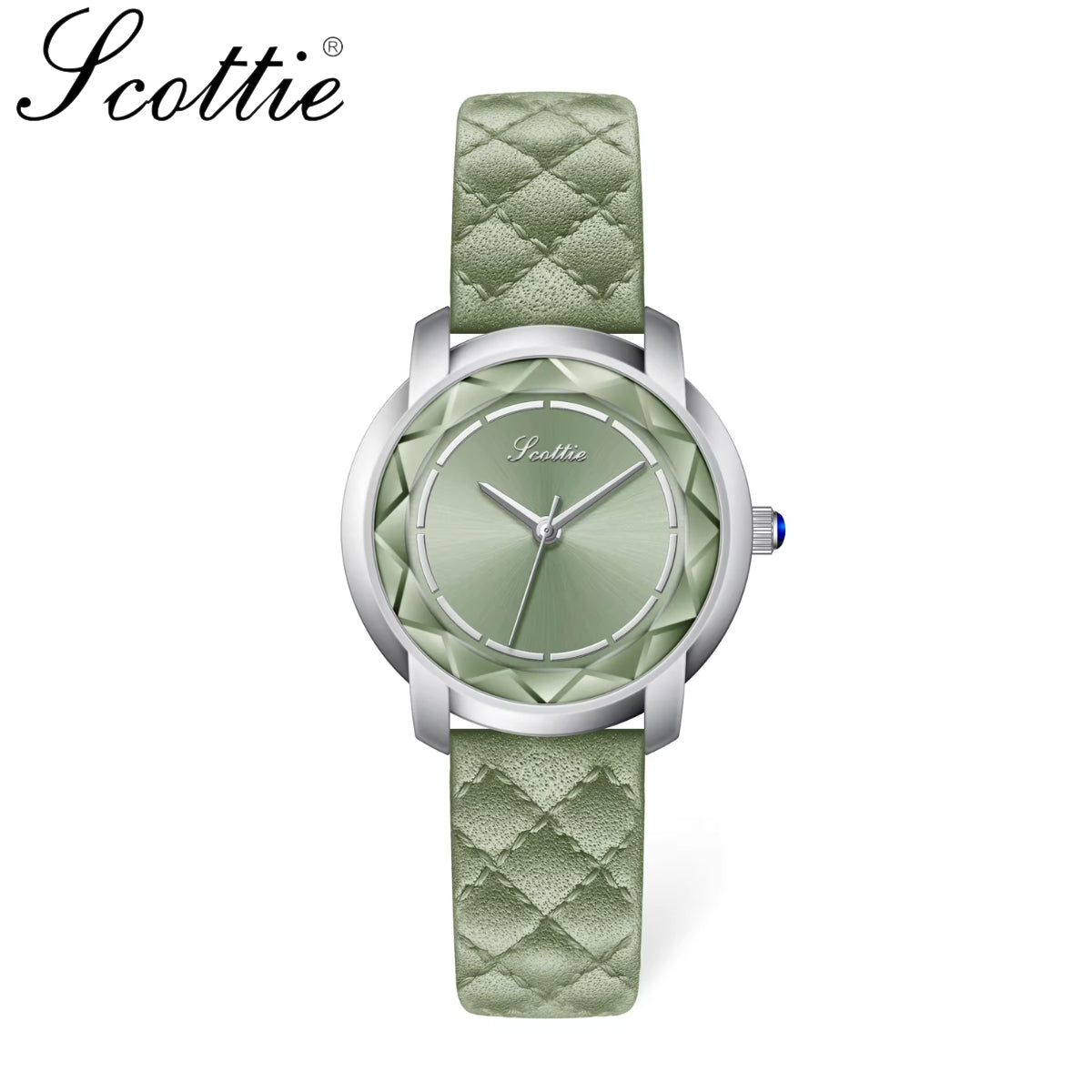 Scottie 9728 Women’s Luxury Square Watch – Waterproof Quartz Wristwatch with Leather Band Green