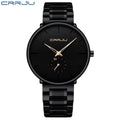 CRRJU 2150 Luxury Quartz Watch – Premium Stainless Steel Band, Casual Black Wristwatch for Men Black Gold