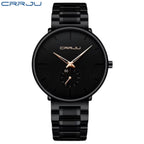 CRRJU 2150 Luxury Quartz Watch – Premium Stainless Steel Band, Casual Black Wristwatch for Men Black Gold