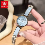 OLEVS 5656 Women’s Elegant Diamond Watch – Luxury Stainless Steel Quartz Waterproof - Steel Blue