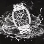 NAVIFORCE 8066 Luxury Chronograph Men's Watch – Heavy Duty Stainless Steel 3-Dial Quartz Sport Wristwatch with Date Display Black Silver