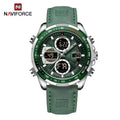 NAVIFORCE 9197 Men’s Dual-Display Watch – Luxury Analog-Digital Chronograph with Alarm & Waterproof Green