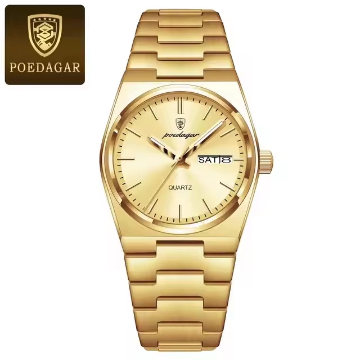 POEDAGAR 786 Luxury Women’s Stainless Steel Bracelet Watch – Waterproof Quartz Wristwatch with Luminous Hands Gold