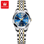 OLEVS 9931 Women’s Ultra-Thin Watch – Simple Stainless Steel Waterproof Quartz Wristwatch Blue
